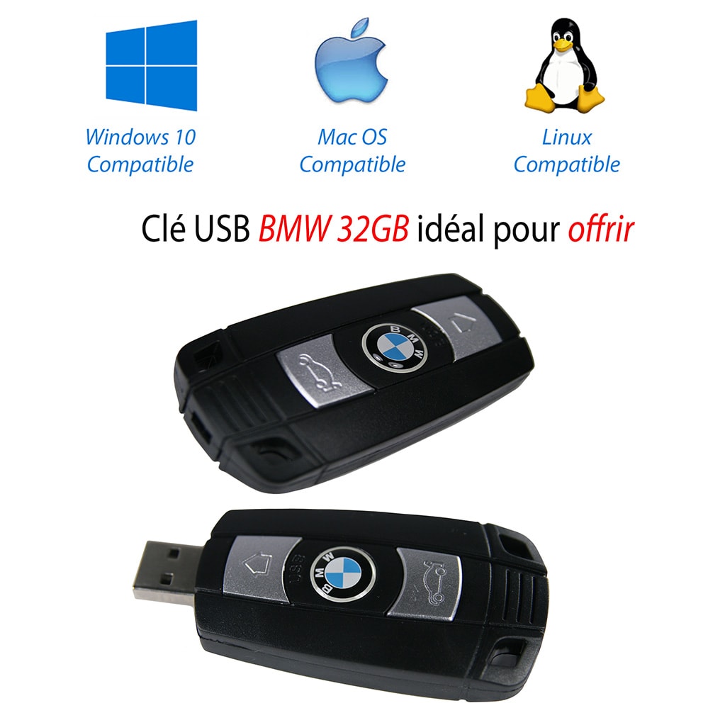 Clé USB 32GB BMW système de fichiers FAT32, NTFS compatible Linux, Windows, Mac Os idéal pour offrir 