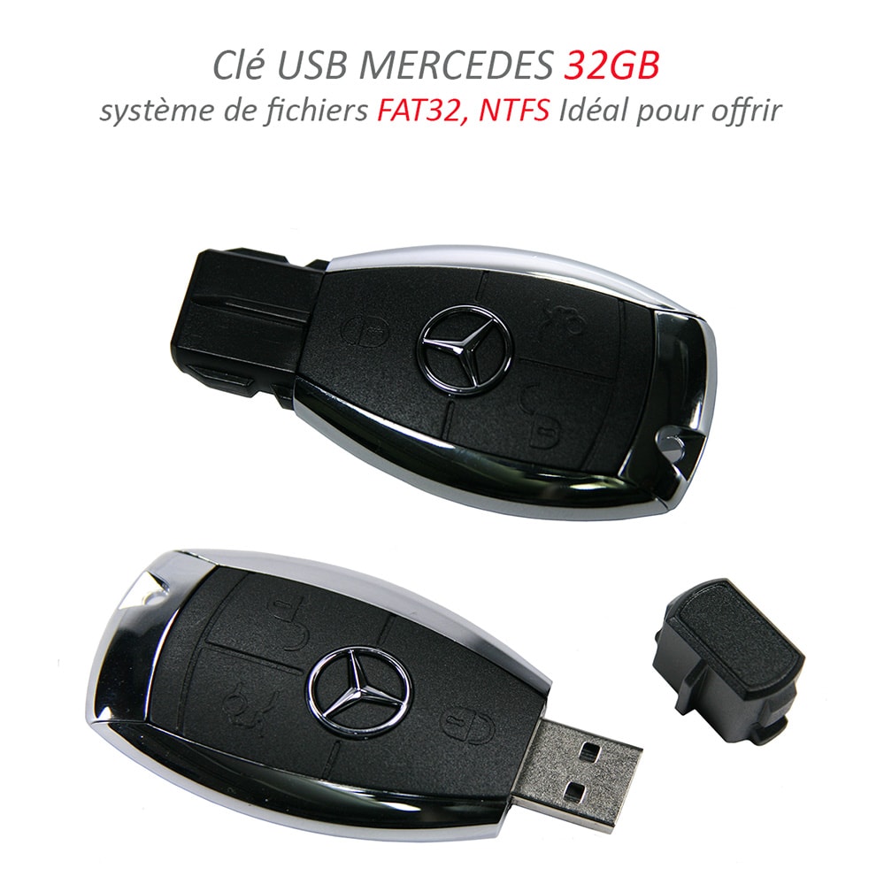 Clé USB MERCEDES 32GB système de fichiers FAT32, NTFS, Windows, Mac OS, Linux