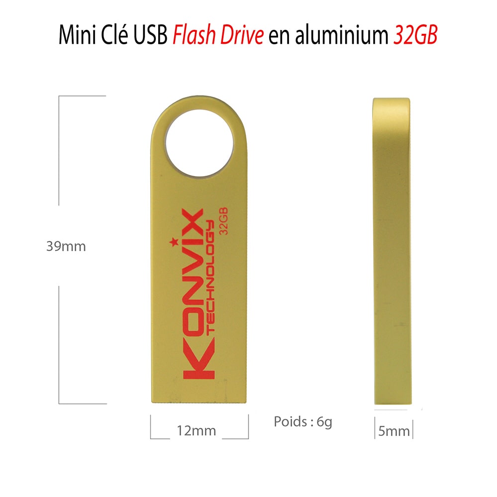Mini clé usb flash drive en aluminium 32GB Compatible Windows, Mac OS, Linux