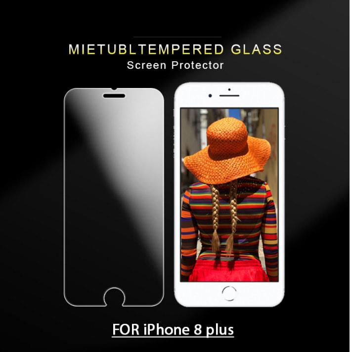 Protecteur d’écran téléphone mobile en verre trempé pour iPhone 8 Plus.