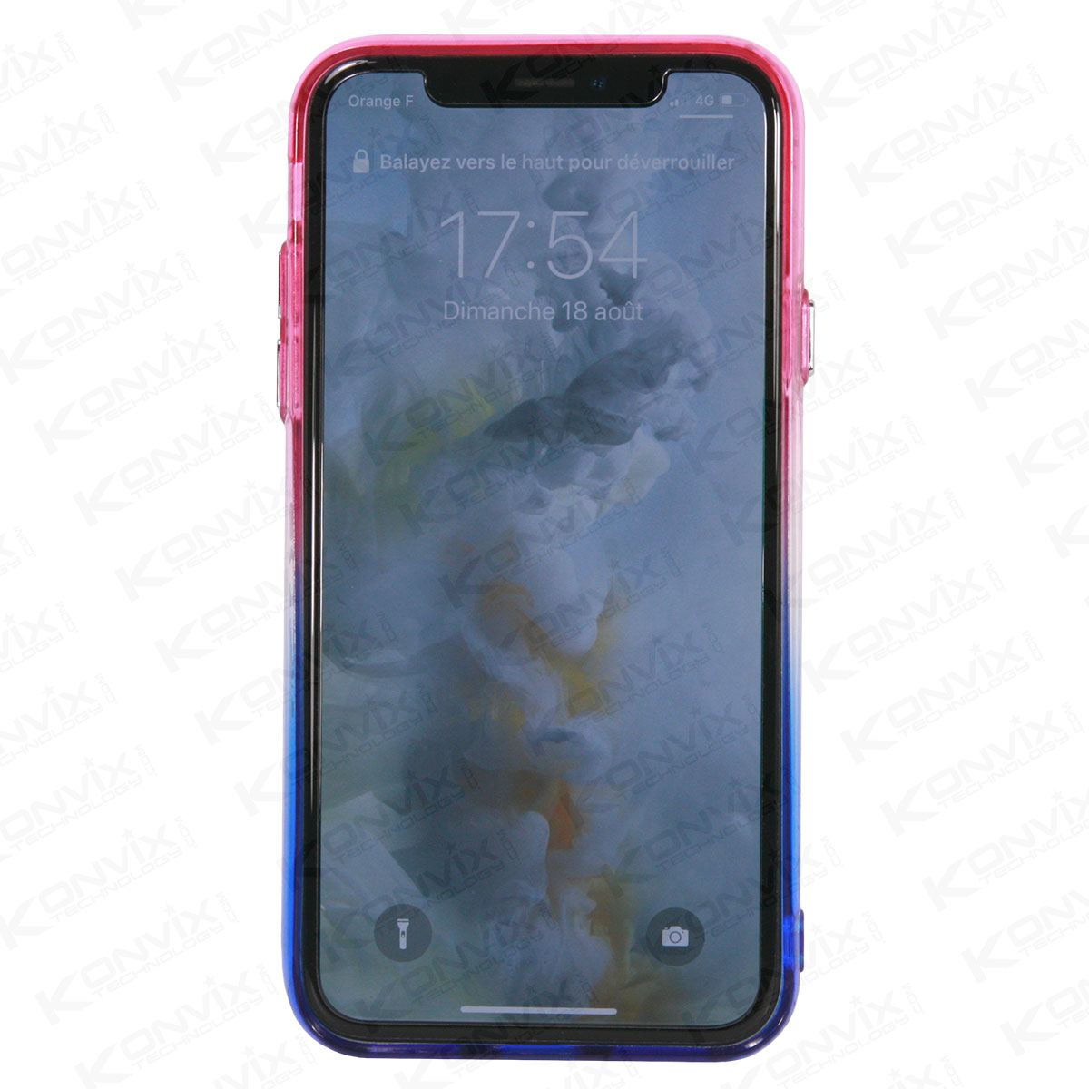 Coque de protection souple pour iPhone X bi-color Rouge-Bleu