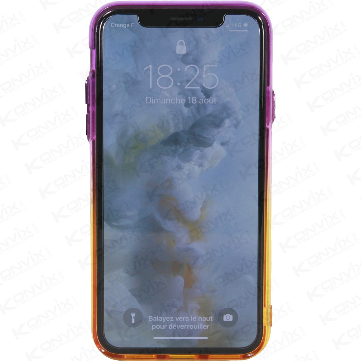 Coque de protection souple pour iPhone x bi-color Violet-Jaune