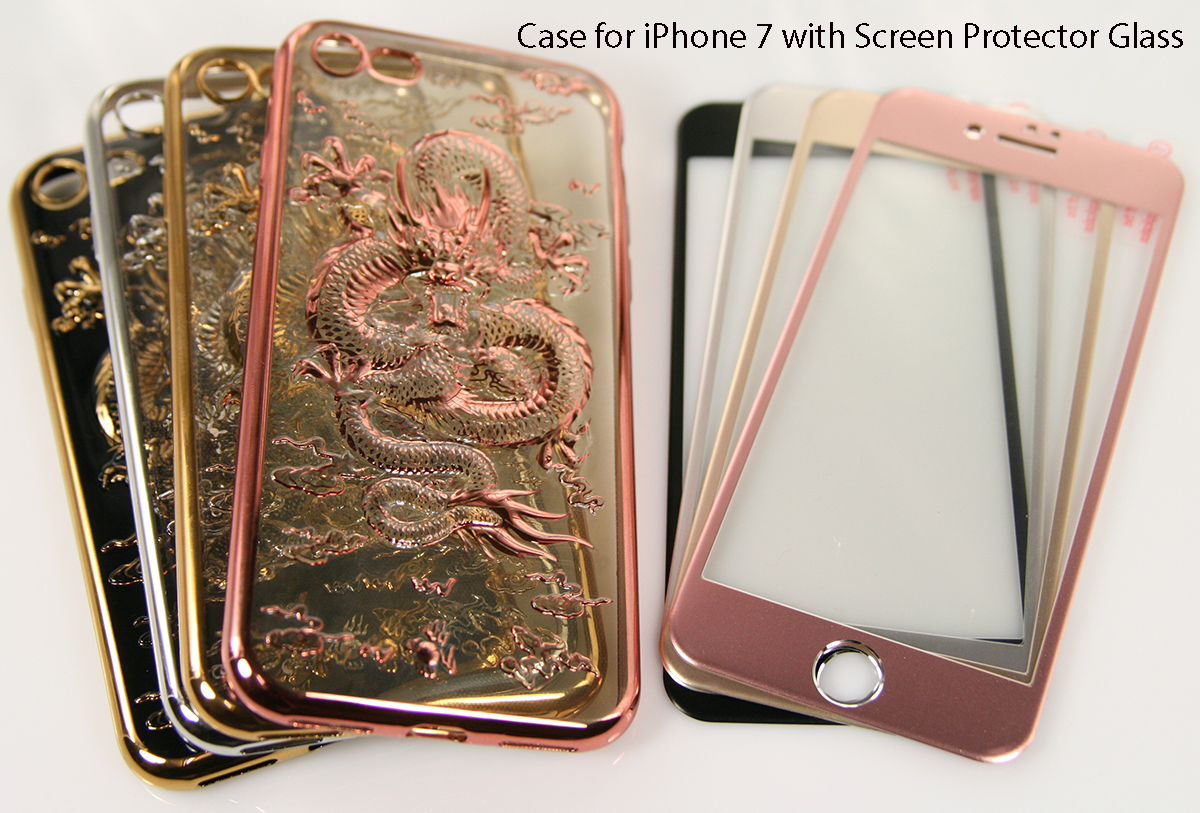 Nouveau Cool 3D Style Dragon Flexible TPU Case pour iPhone 7 avec verre protecteur d'écran.