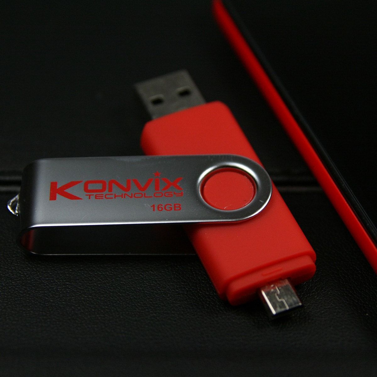 Clé USB 2 en 1 Konvix 16 Go rouge