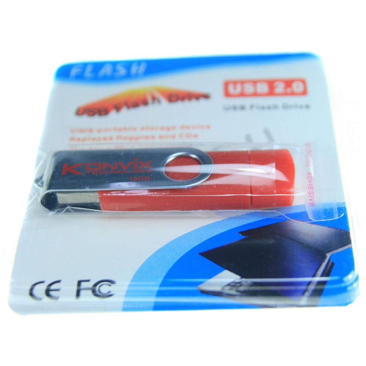 Clé USB 2 en 1 Konvix 16 Go rouge