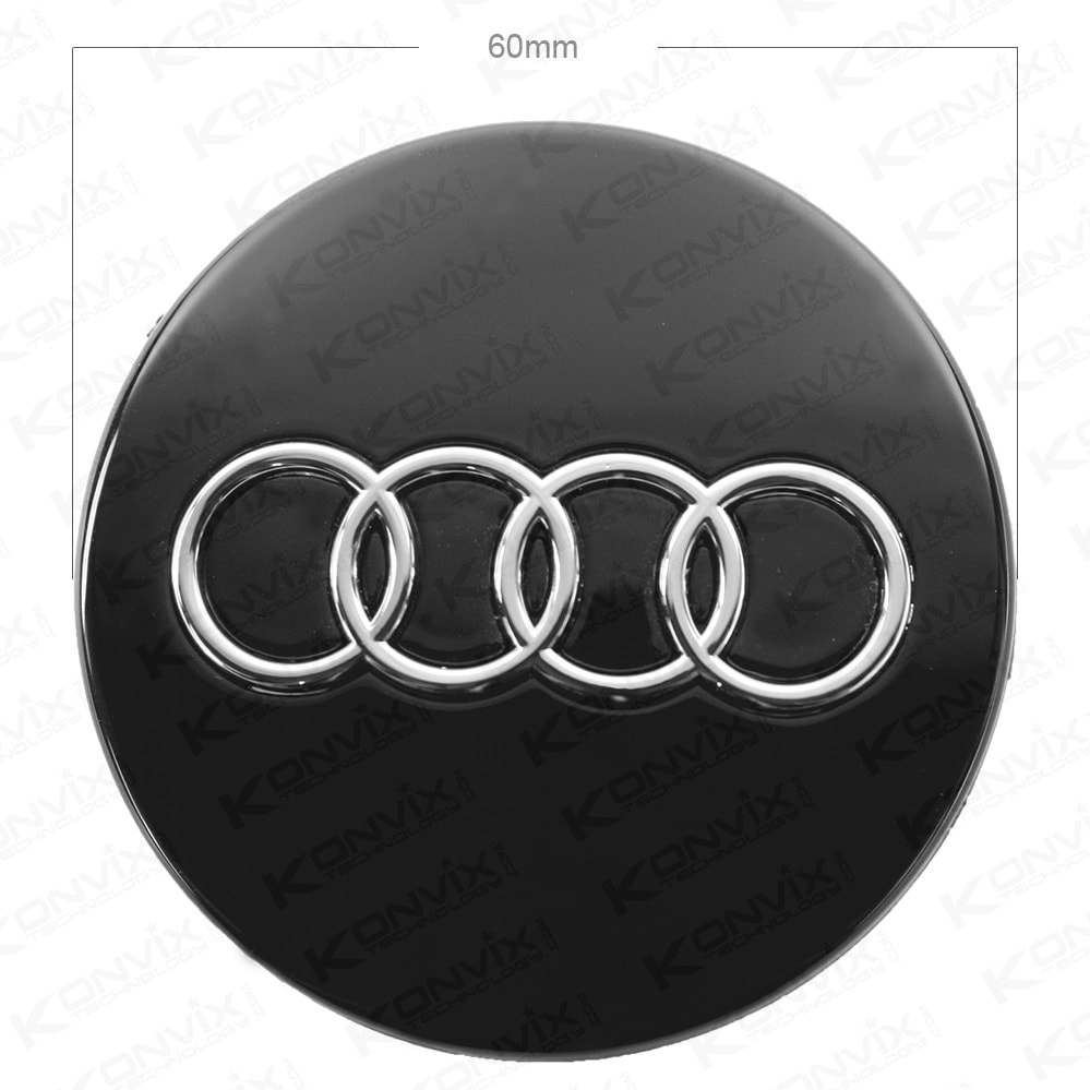 Caches moyeux centre de roue AUDI 60mm noir chrome