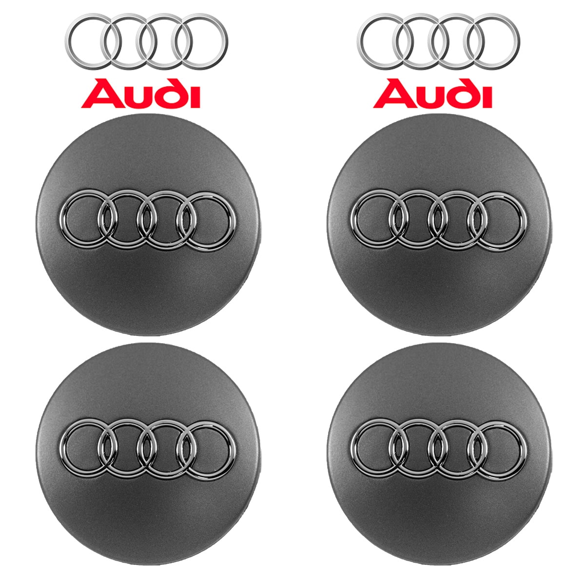 Caches moyeux centre de roue AUDI gris 60mm facile à utiliser